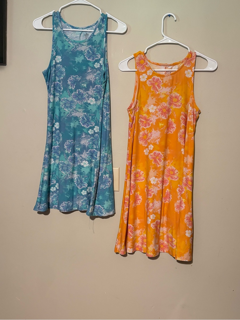just be Floral Tank Swing Dress - Teal and Orange